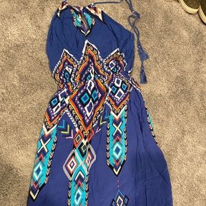 Blue multi color maxi dress